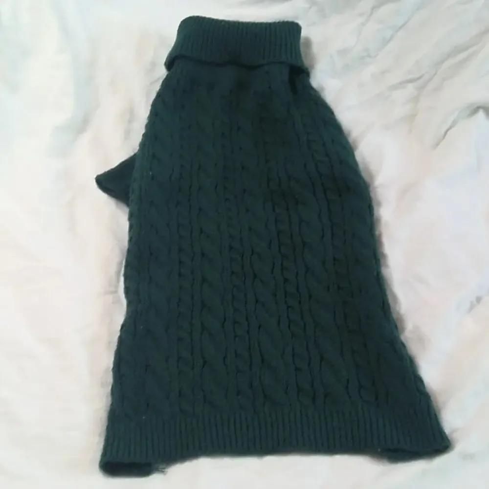 NWT Lorehelina Green Cable Knit Turtleneck Dog Sweater XL 21